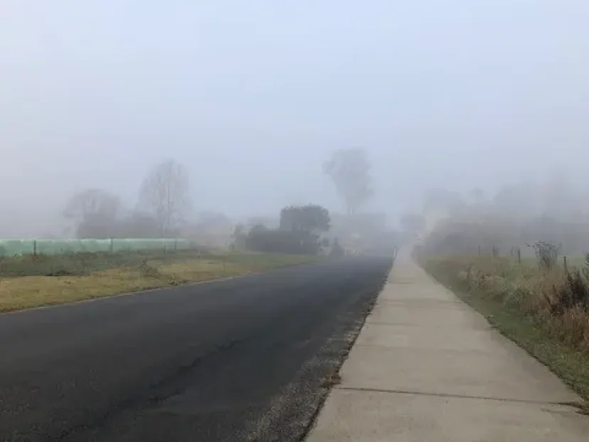 Misty morning on the sealed shared path at Bega