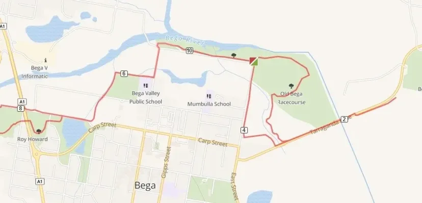 Route map of the Bega shared paths