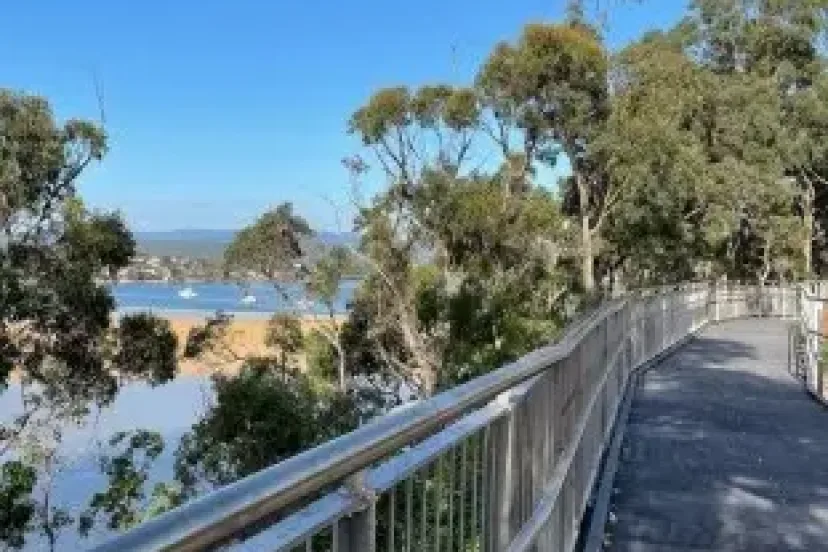 Boardwalk bridge over the lake at Lake Street, Merimbula
