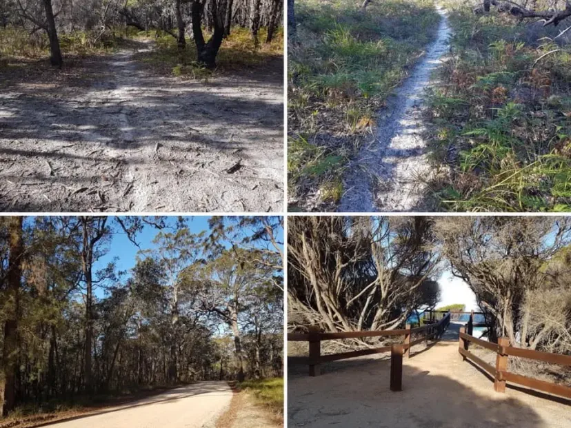 Four views of the track between Tura and Bournda