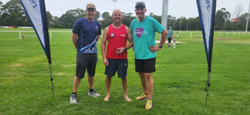Club flags set up for a Sapphire Coast Runners session