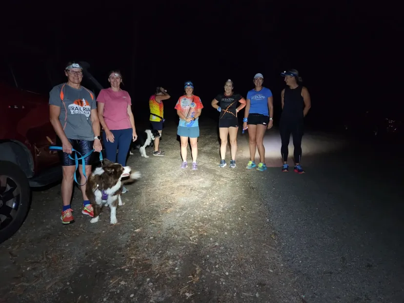 Club members on a night run with head torches