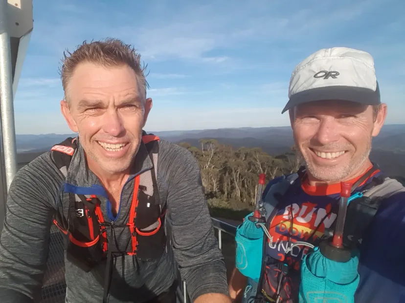 Selfie with Sapphire Coast Runners members running behind