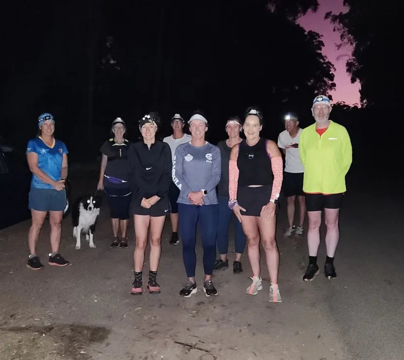 Club members on a night run with head torches