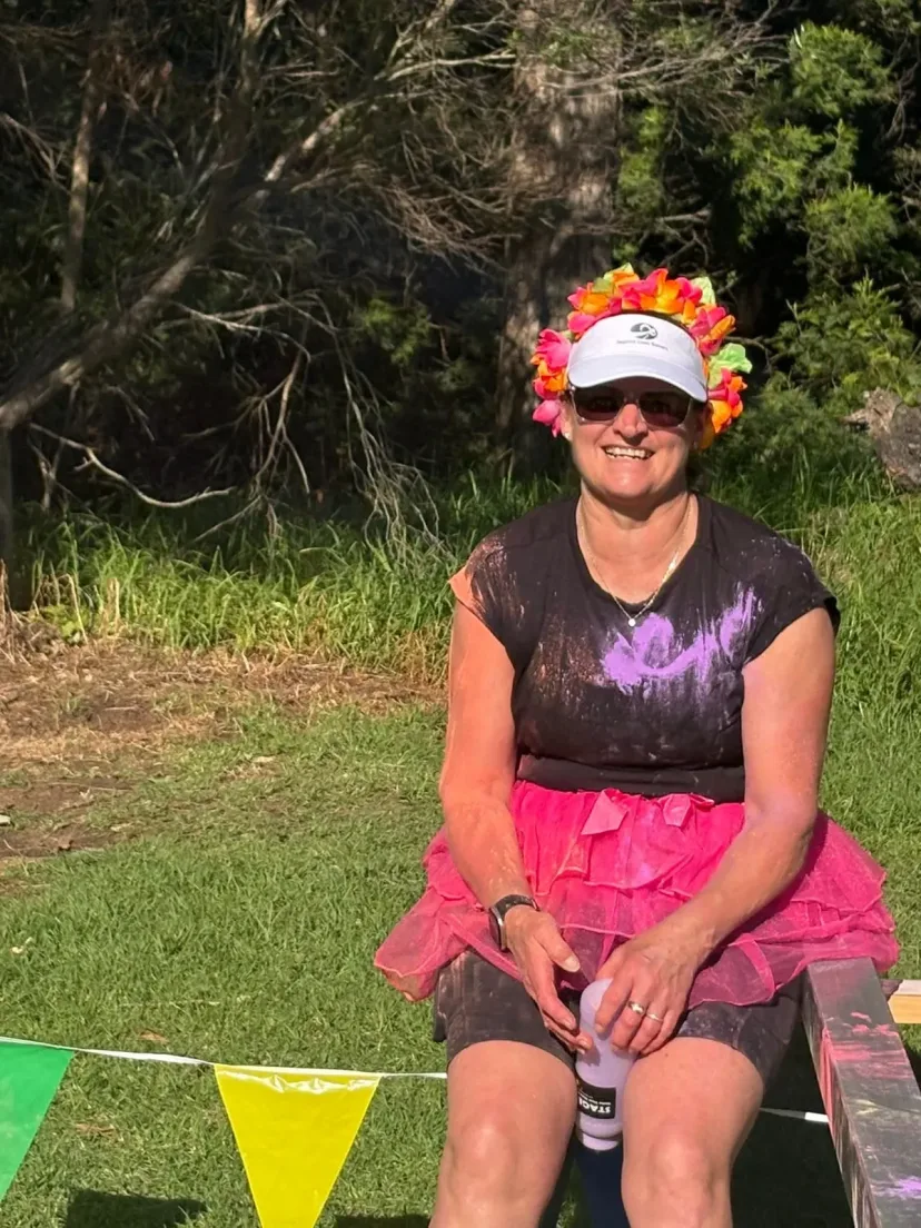 Club members covered in colour at the club colour run
