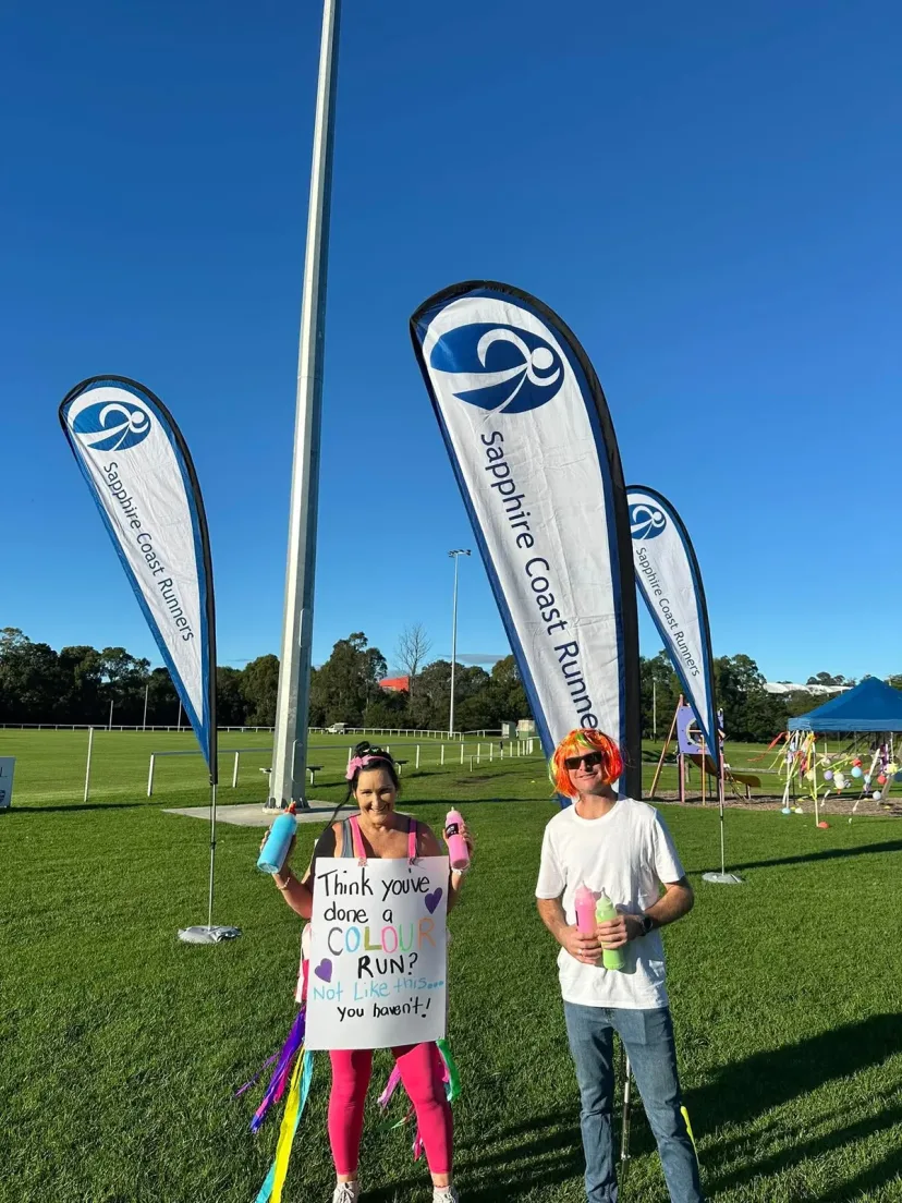 Club members covered in colour at the club colour run